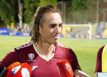 Pedro Benito, el pichichi de la pretemporada del Real Murcia